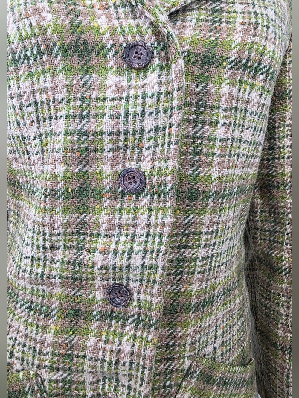 Pendelton Vintage 60's Women's Green Plaid 100% Wool 2-Piece Blazer Skirt Set 8 - Picture 4 of 11